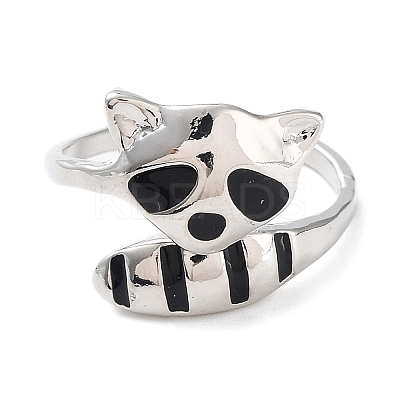 Enamel Raccoon Open Cuff Ring LS-PW23031603738-1