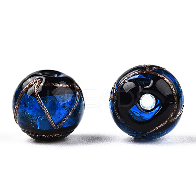 Handmade Gold Sand Lampwork Beads LAMP-T019-12mm-05-1
