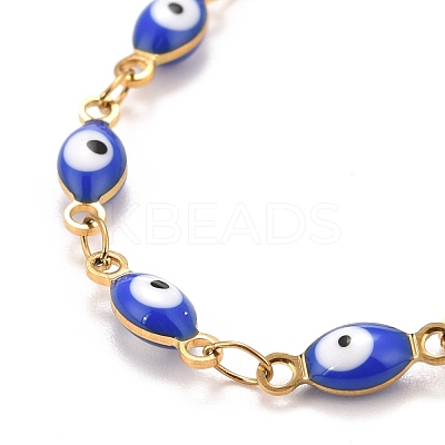 Enamel Horse Eye Link Chains Bracelet BJEW-P271-05G-01-1