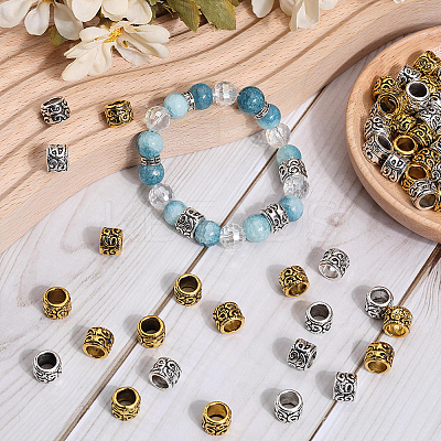80Pcs 2 Colors Tibetan Style Alloy European Beads MPDL-SP0001-03-1