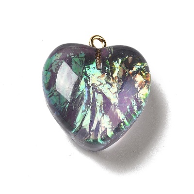 Transparent Resin Pendants LS-RESI-F035-02E-1