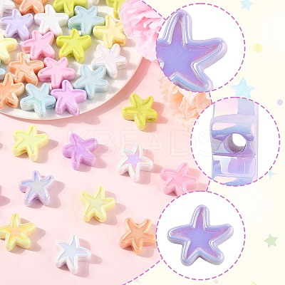 40Pcs UV Plating Opaque Acrylic Beads OACR-FS0002-26-1