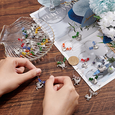 24Pcs 6 Styles Alloy Wine Glass Charms AJEW-AB00073-1