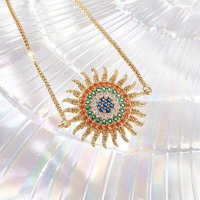 Sun Brass Micro Pave Cubic Zirconia Link Slider Bracelets KK-R217-49G-01-1