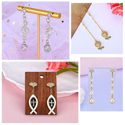 8 Pair 2 Color Flat Round Brass Micro Pave Cubic Zirconia Stud Earring Findings ZIRC-SZ0005-03-1