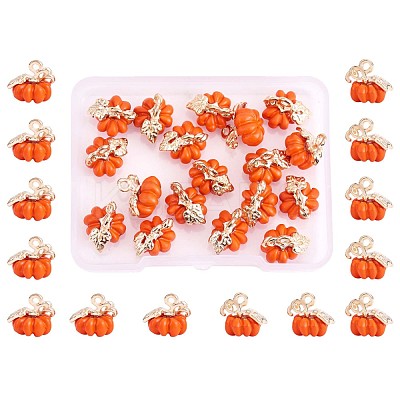 30 Pieces Thanksgiving Pumpkin Charms Pendant Fall Theme Charm 3D Orange Pumpkin Charms for Jewelry Necklace Bracelet Earring Making Crafts JX295A-1