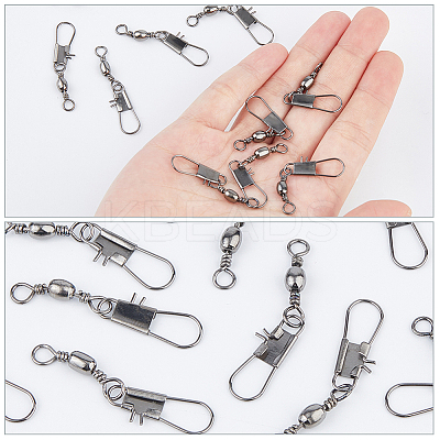 100Pcs Stainless Steel Solid Fishing Swivel Snaps Hook Connector Barrel Bearing FIND-FH0010-59-1