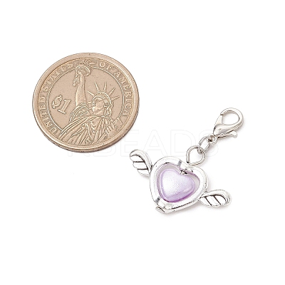 Heart & Wing Imitation Pearl Acrylic Pendant Decorations HJEW-JM03667-1