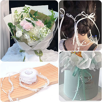 Polyester Flower Lace Ribbon OCOR-WH0097-21-1