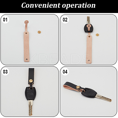 3Pcs 3 Colors Cowhide Leather Keychains KEYC-CL0001-32-1