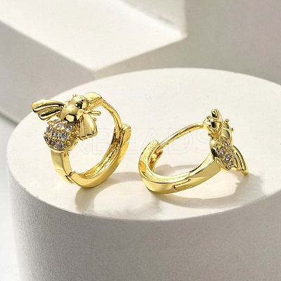 Brass Clear Cubic Zirconia Hoop Earrings EJEW-M047-05G-1