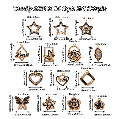 28Pcs 14 Styles Alloy Enamel Pendants FIND-TA0002-71-1