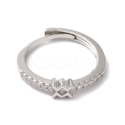 Rack Plating Brass Clear Cubic Zirconia Constellation Adjustable Rings for Women RJEW-S407-08P-09-1