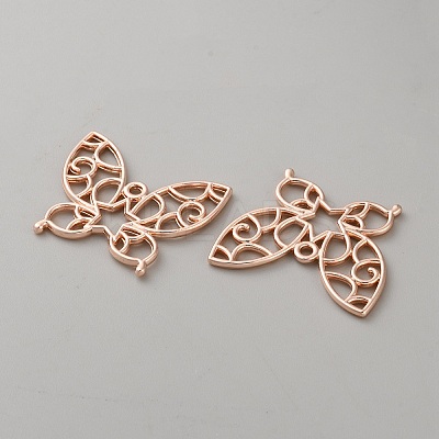 Butterfly Zinc Alloy Open Back Bezel Pendants FIND-WH0016-61E-RG-1