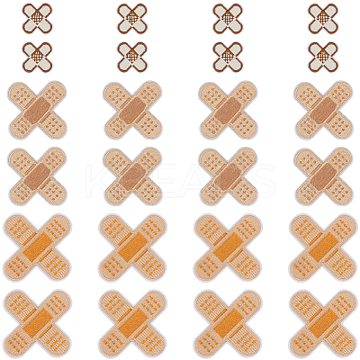 24Pcs 3 Styles Adhesive Bandage Shape Medical Theme Non-Woven Fabrics Computerized Embroidery Cloth Iron on/Sew on Patches PATC-CY0001-34-1