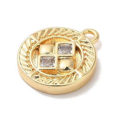Brass Micro Pave Cubic Zirconia Charms KK-D071-01G-1
