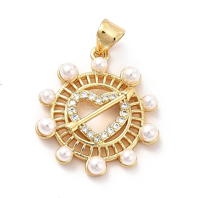 Brass Micro Pave Clear Cubic Zirconia Pendants KK-M235-14G-1