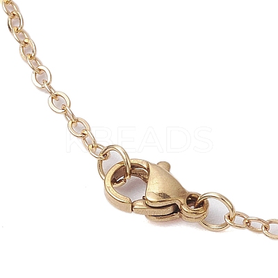 ABS Plastic Imitation Pearl with Brass Pendant Necklaces NJEW-JN04904-1
