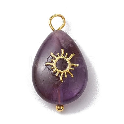 3Pcs 3 Styles Natural Amethyst Pendant PALLOY-JF02576-03-1