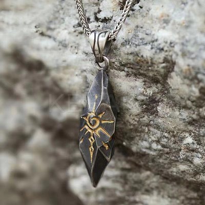 Alloy Sun Totern Pendant Box Chain Necklaces NJEW-Z101-02B-1