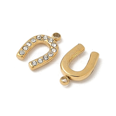 304 Stainless Steel Rhinestone Pendants Ion Plating(IP) STAS-V015-12G-1