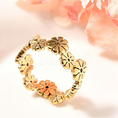 201 Stainless Steel Daisy Finger Ring for Women LS-RJEW-A053-01G-1