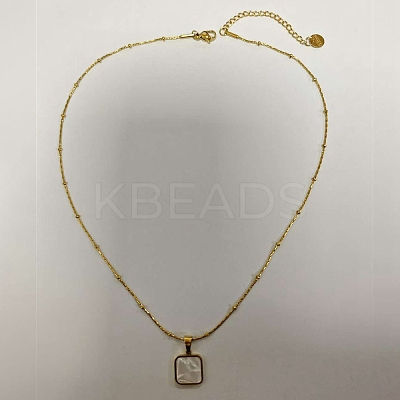 Natural Shell Square Pendant Necklace EH4295-1-1