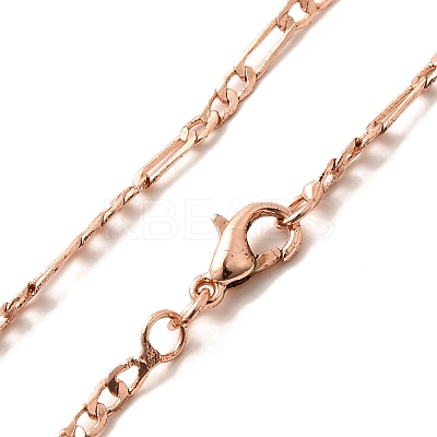2mm Rack Plating Brass Figaro Chain Necklaces for Women Men MAK-L044-34RG-1