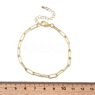 Brass Link Paperclip Chains Bracelet for Women BJEW-A065-03G-1