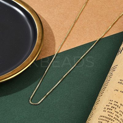 Rack Plating 1MM Brass Box Chain Necklaces for Women NJEW-H049-02G-1