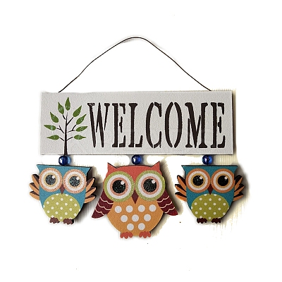 Wood Owl Welcome Hanging Sign PW-WG98AD1-01-1