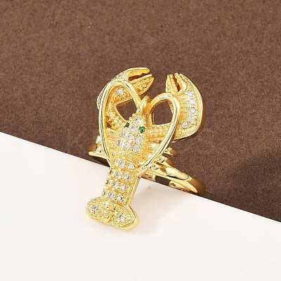 Brass Micro Pave Cubic Zirconia Cuff Rings LS-RJEW-C145-01A-G-1