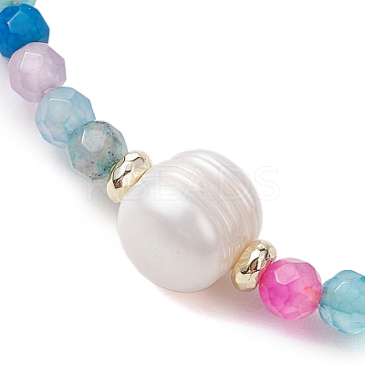 8mm Faceted Round Natural Agate(Dyed & Heated) Beaded Stretch Bracelets BJEW-JB10479-1