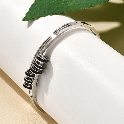 304 Stainless Steel Hinged Enamel Bangles for Women BJEW-F474-39P-1