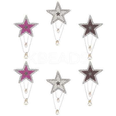 6Pcs 3 Colors Glass Hotfix Rhinestone Iron on Patches DIY-AR0002-28-1