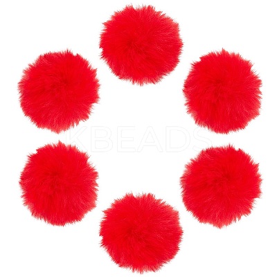 12Pcs Handmade Faux Rabbit Fur Pom Pom Ball Covered Pendants WOVE-SC0001-06D-1