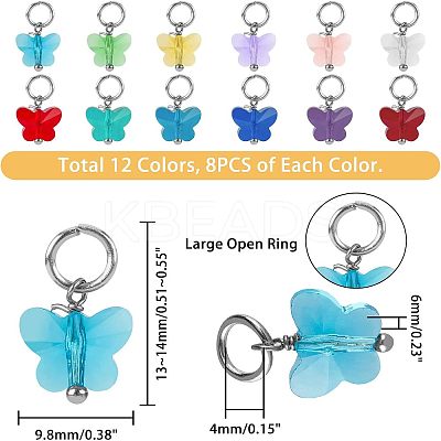 96Pcs 12 Colors Faceted Transparent Glass Charms GLAA-FH0001-50-1