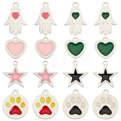 16Pcs 4 Style 304 Stainless Steel Enamel Charms STAS-SC0003-10-1