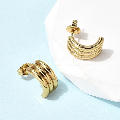 201 Stainless Steel Triple Stud Earrings EJEW-Z151-01G-1