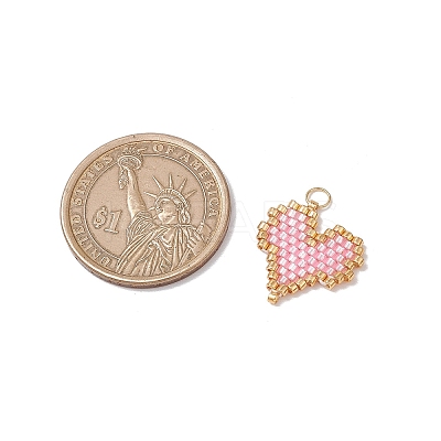 MIYUKI Delica Glas Seed Beaded Heart Pendants PALLOY-MZ00701-01-1
