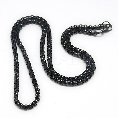 Trendy Men's 201 Stainless Steel Box Chain Necklaces NJEW-L043B-46B-1