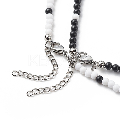 2Pcs 2 Colors Alloy Enamel Gossip/Yin Yang Matching Pendant Necklaces Set NJEW-JN04089-1