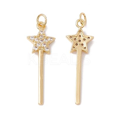Rack Plating Brass Micro Pave Clear Cubic Zirconia Pendants ZIRC-C040-36G-1