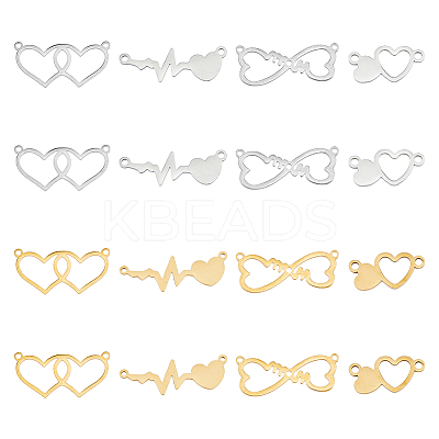 16Pcs 8 Styles 201 Stainless Steel Connector Charms STAS-DC0014-57-1