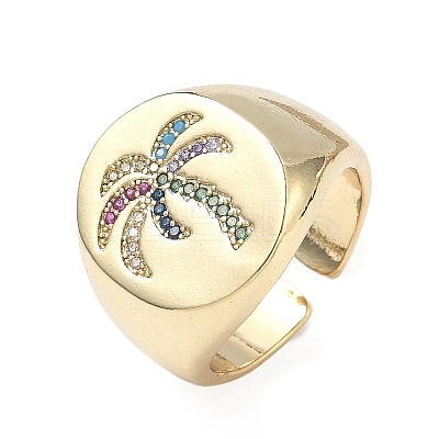 Brass Micro Pave Cubic Zirconia Adjustable Cuff Rings RJEW-C131-05G-1