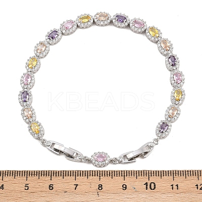Platinum Tone Brass Micro Pave Cubic Zirconia Tennis Bracelets BJEW-B160-02P-03-1