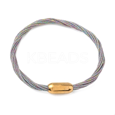 304 Stainless Steel with Polyester Metallic Cord Bracelets for Women BJEW-Z145-01G-28-1