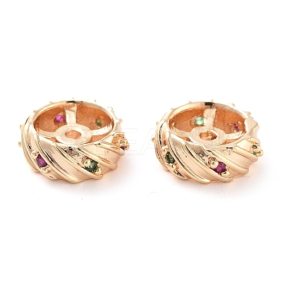 Brass Micro Pave Clear Cubic Zirconia Beads KK-U028-22G-1