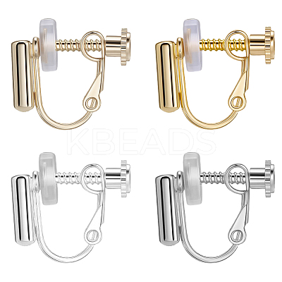16Pcs 4 Styles Rack Plating Brass Clip-on Earring Converters Findings KK-BBC0019-59-1