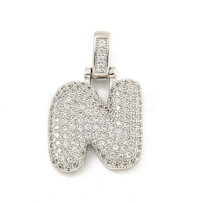 Brass Micro Pave Clear Cubic Zirconia Pendants KK-B099-01P-N-1